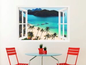 מדבקת חלון תלת מימד לאי קסום