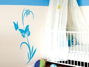 מדבקת קיר | גבעול עם פרפרים