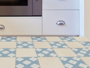 מדבקות אריחים לרצפה | משובץ כחול