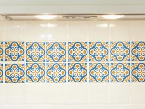 מדבקות אריחים | כחול צהוב