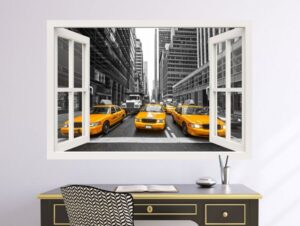 מדבקת חלון שמשקיף על צומת בניו יורק