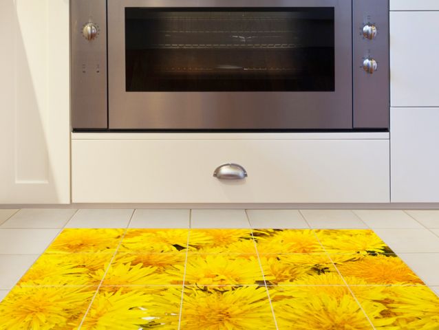 מדבקות רצפה | פרחים צהובים
