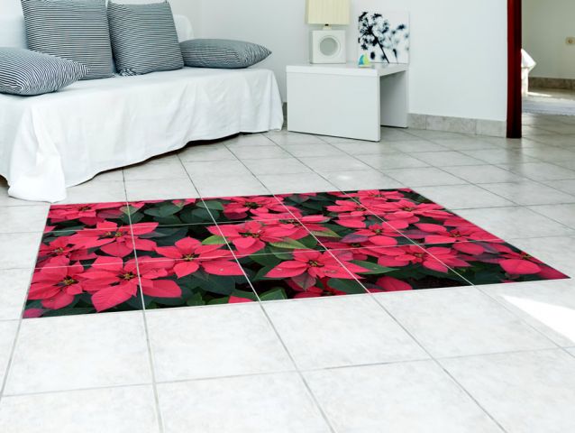 מדבקות רצפה | פרחים אדומים