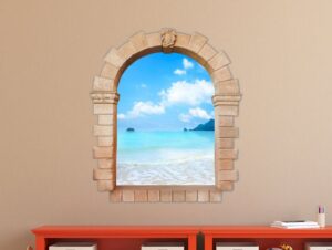 מדבקת חלון המשקיף לים רגוע