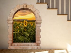 אשליית שער עתיק לשדה חמניות