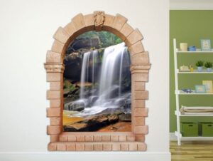 מדבקת שער 3D | מפל ביער