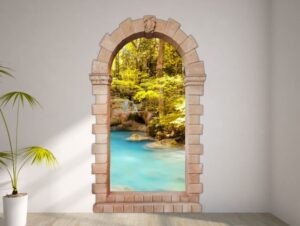 מדבקת שער 3D | אגם תכול