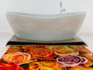 מדבקה לרצפה | ורדים כתומים