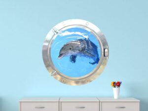 מדבקת חלון 3D | דולפין מתוק