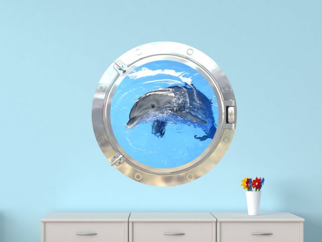 מדבקת חלון 3D | דולפין מתוק