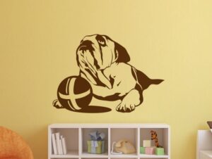 מדבקת קיר | בולדוג עם כדור