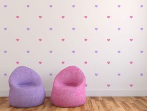 סט מדבקות קיר | לבבות חמודים