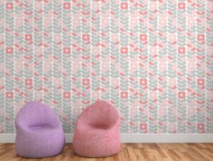 טפט גבעולים ופרחים ורודים