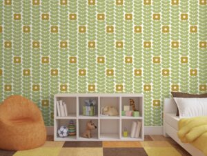 טפט פרחים כתומים וגבעולים