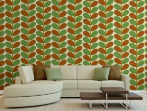 טפט עלים ירוקים וכתומים