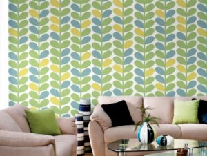 טפט עלים בירוק וכחול