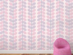 טפט עם עלים בגווני ורוד סגלגל