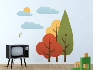 מדבקת קיר | עצים מצויירים