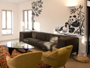 מדבקת קיר | פנדות בין הבמבוקים