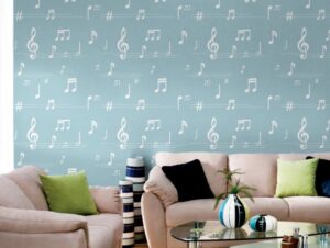 טפט תווי מוזיקה בכחול