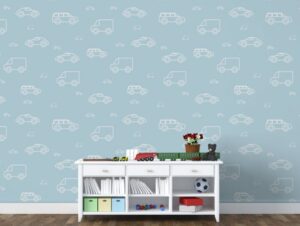 טפט לילדים מכוניות תכלת