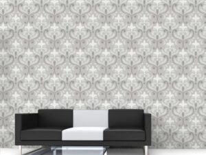 טפט פרחי וינטג׳ באפור