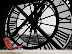 טפט צללית שעון שחור לבן