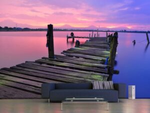 מדבקת טפט | מזח בשעת שקיעה