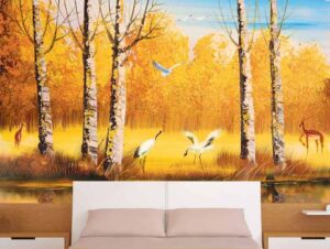 מדבקת טפט לקיר יער צהוב