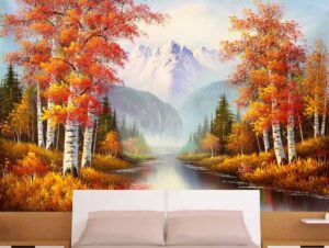 טפט נהר בנוף כתום