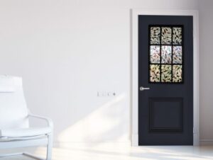 מדבקה לדלת עם חלון מסוגננת