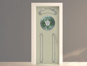 טפט לדלת ברכת הבית גווני חרדל