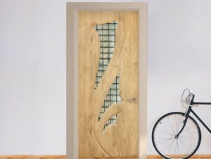 טפט לדלת עץ עם זכוכית