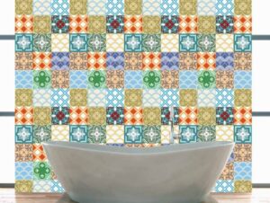 טפט בסגנון אריחים מרוקאיים צבעוניים