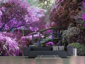 טפט יער סגול עם גשר קטן