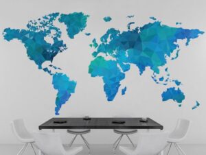 מדבקת קיר | מפת עולם גאומטרית