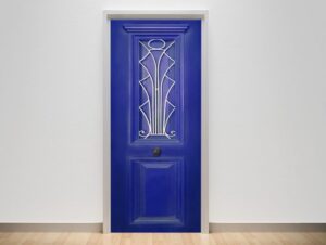 מדבקה לדלת יוונית כחול עמוק