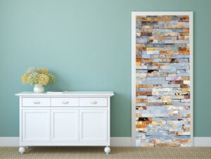 טפט דלת - בריקים כחולים