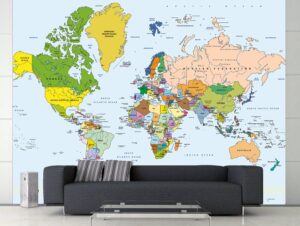 טפט קיר - מפת עולם מפורטת