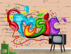 טפט לקיר עיצוב גרפיטי music