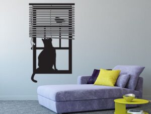 מדבקת חתול בחלון