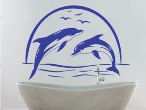 מדבקת קיר | זוג דולפינים
