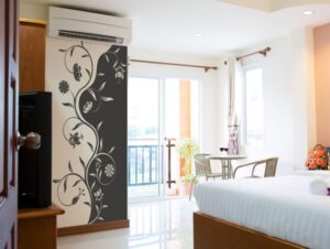 מדבקת קיר | באנר פרחים קונטרסטי