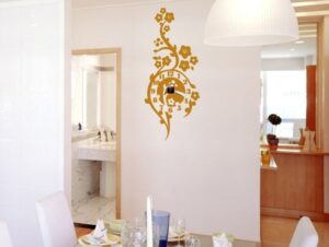 מדבקת קיר | שעון פרחוני