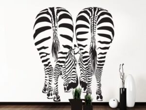 מדבקת קיר | זברות אוכלות יחד