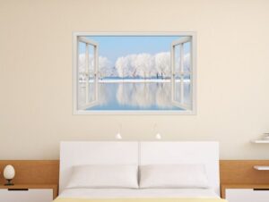 מדבקת חלון 3D | נוף מושלג