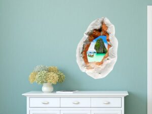 מדבקת חלון תלת מימדי | חוף טרופי