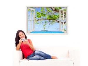 מדבקת חלון תלת מימד אי בלב ים