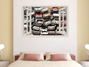 מדבקת חלון 3D | מגרש מכוניות