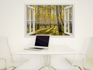 מדבקת חלון 3D | יער צהוב